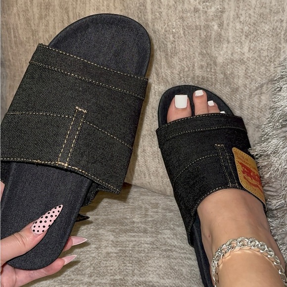 Shoes - Blue Jean Denim Slide Sandals sizes 6, 7, 8, 9, 10